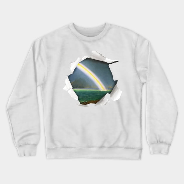 Rainbow in a Hole Crewneck Sweatshirt by Paskwaleeno